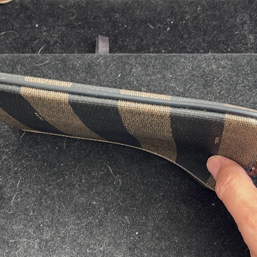 Fendi Authentic Vintage Penguin Stripe Tobacco 3 Zip Clutch/Pouch.MA100 - Picture 14 of 15